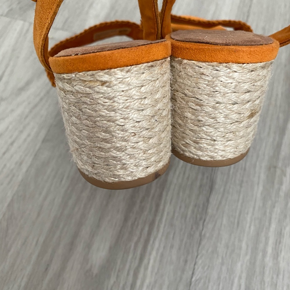 Toms Orange Suede Block Heel Sandals - Picture 3 of 5